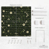 Botanical Pegboard Organizer with Dark Green Floral Pattern - Deskneko