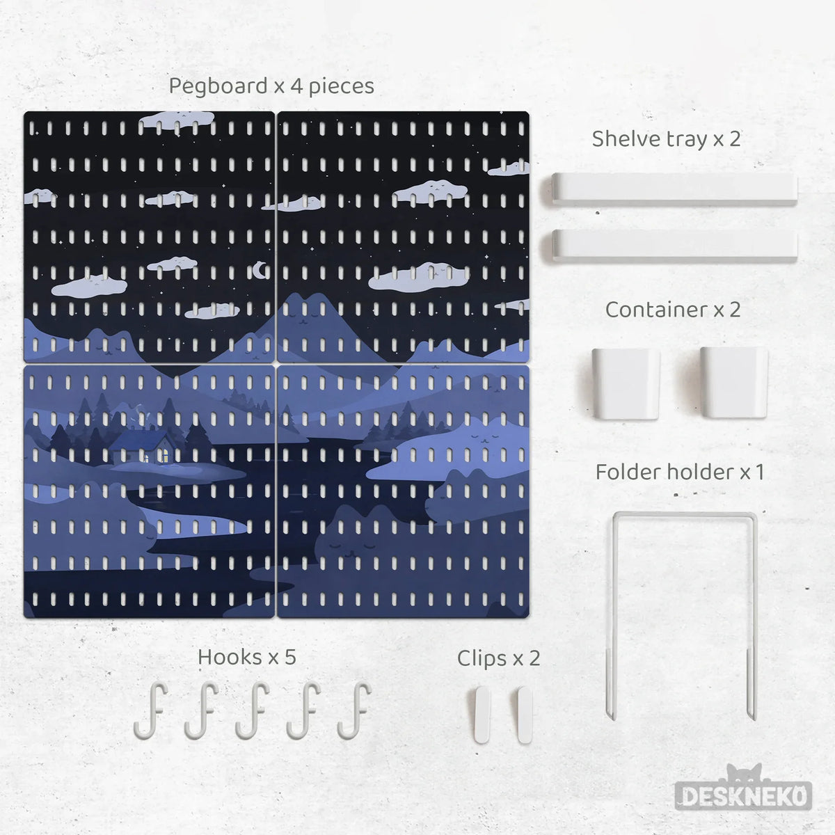 Navy Cat Hills Pegboard Organizer Set with Accessories - Deskneko