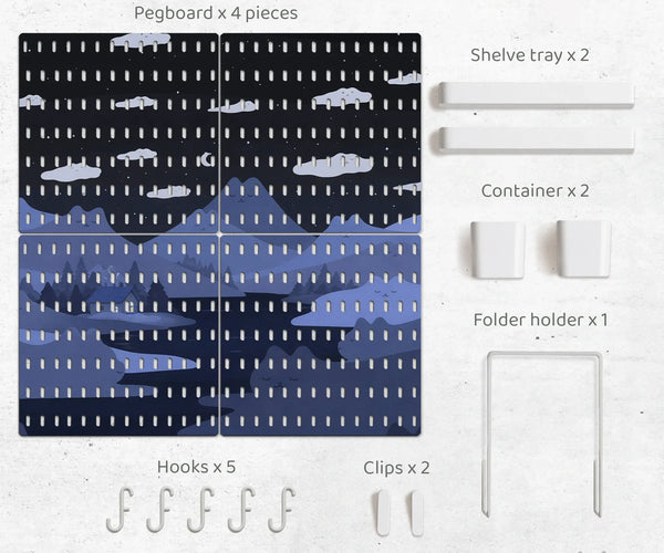 Navy Cat Hills Pegboard Organizer Set with Accessories - Deskneko