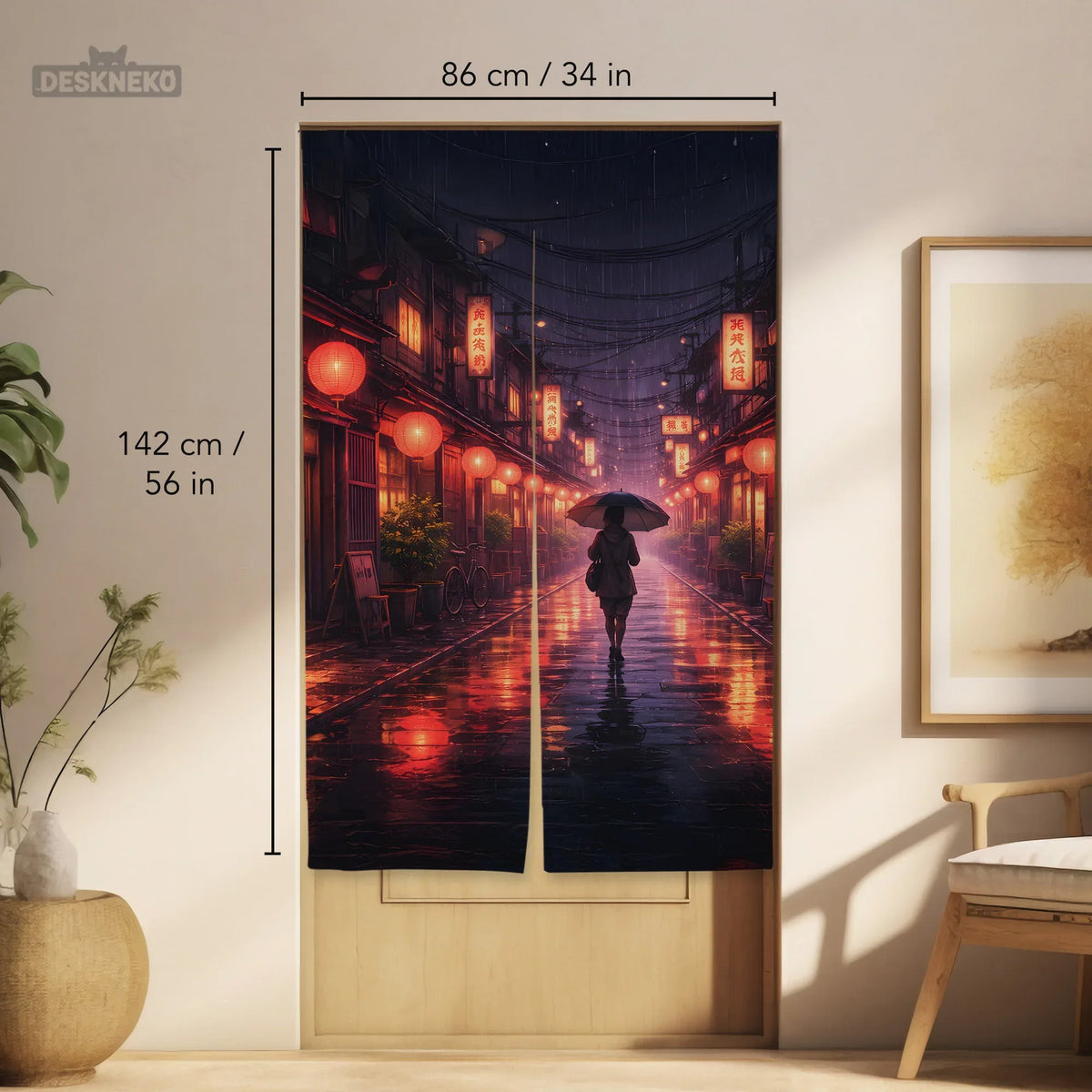 Lofi Anime Alley Noren Door Curtain - Deskneko