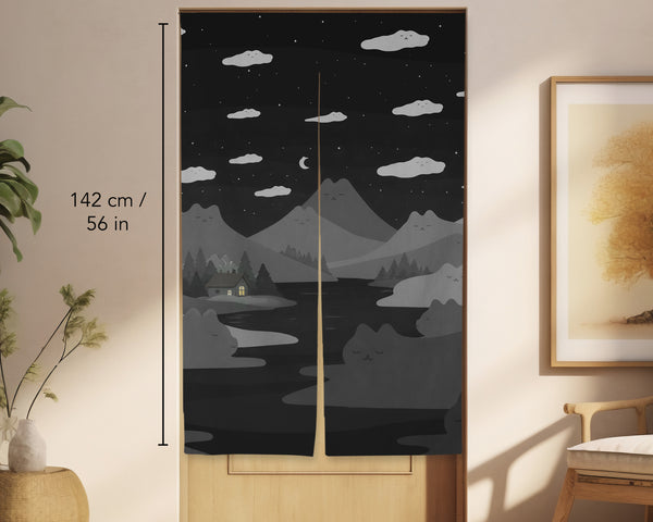 Cute cat mountains noren curtain