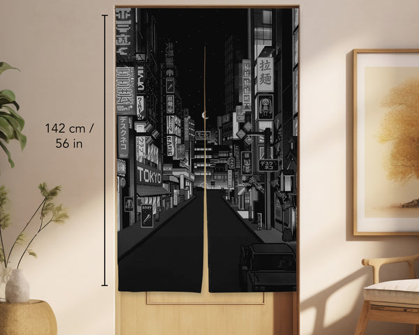Black tokyo street noren curtain
