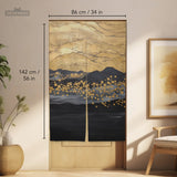 Gold black abstract noren door curtain