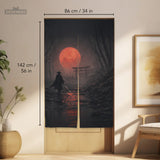 Samurai red moon noren door curtain