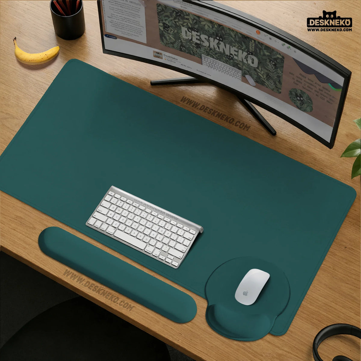 Ergonomic teal mousepad with wrist rest for office and gaming