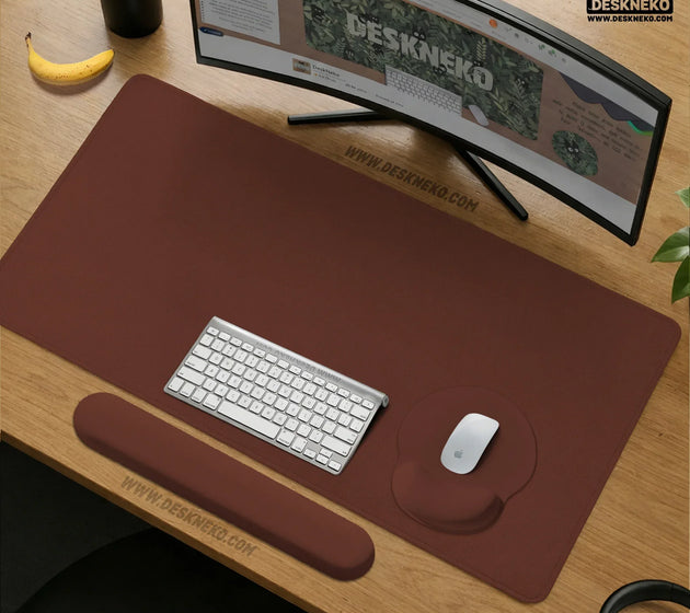 Ergonomic mahogany mousepad with wrist rest for office and gaming