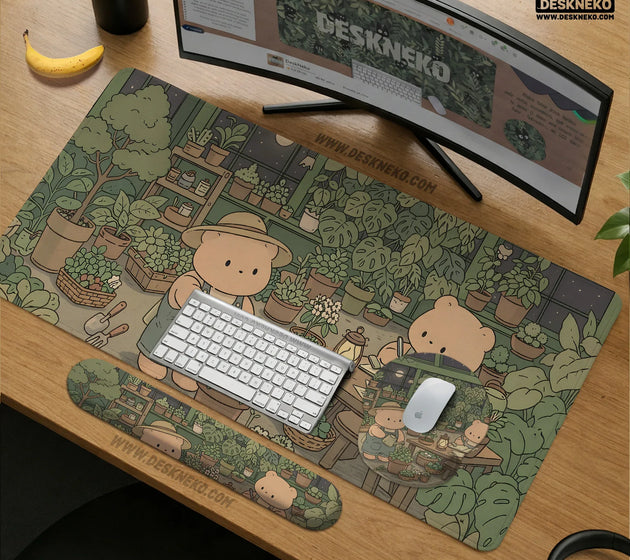 Kawaii bear ergonomic mousepad and keyboard wrist rest desk support