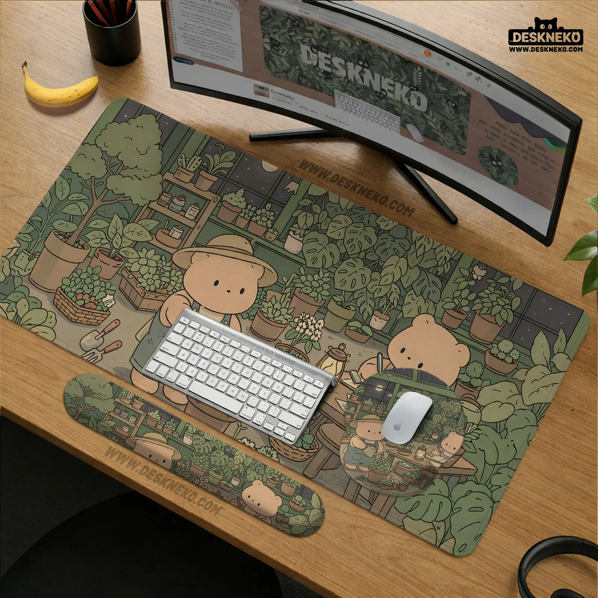 Kawaii bear ergonomic mousepad and keyboard wrist rest desk support