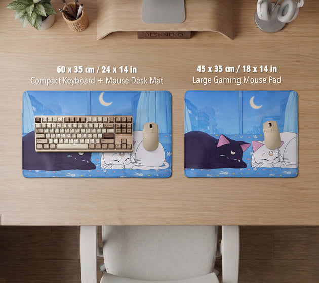 Blue anime aesthetic desk mat mousepad