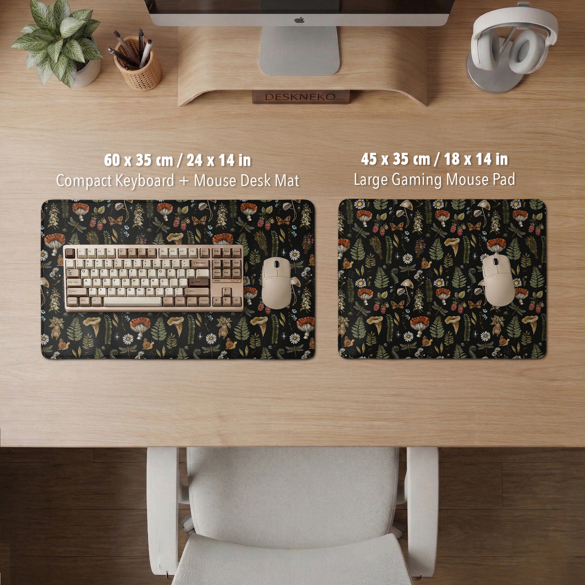 Dark botanical desk mat mousepad