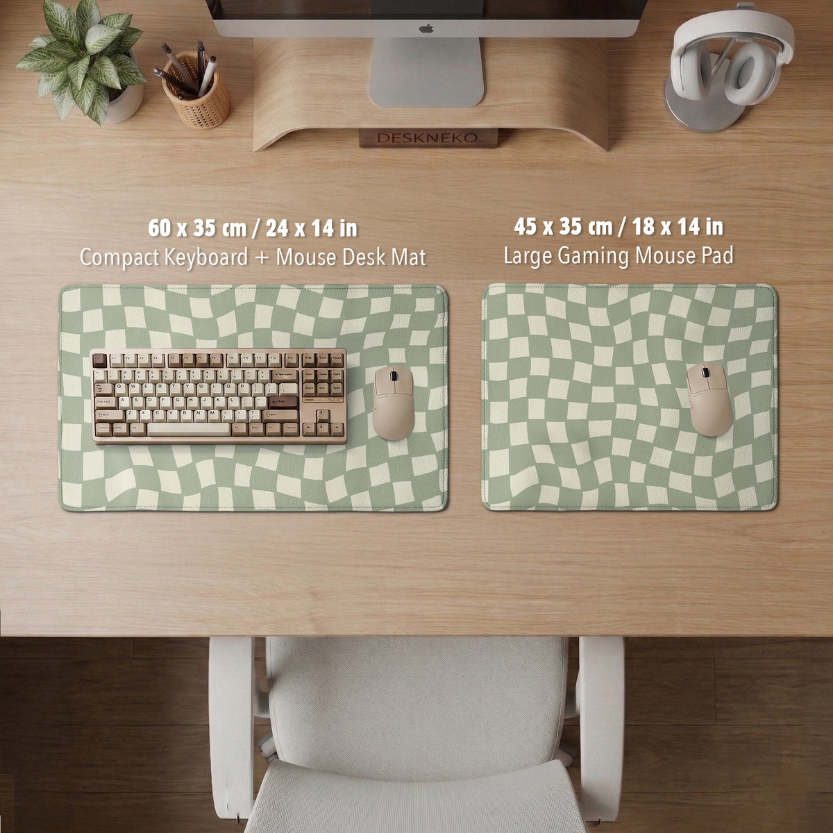 Green checker desk mat