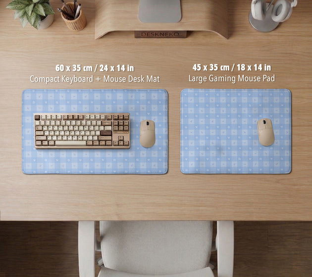Blue gingham desk mat