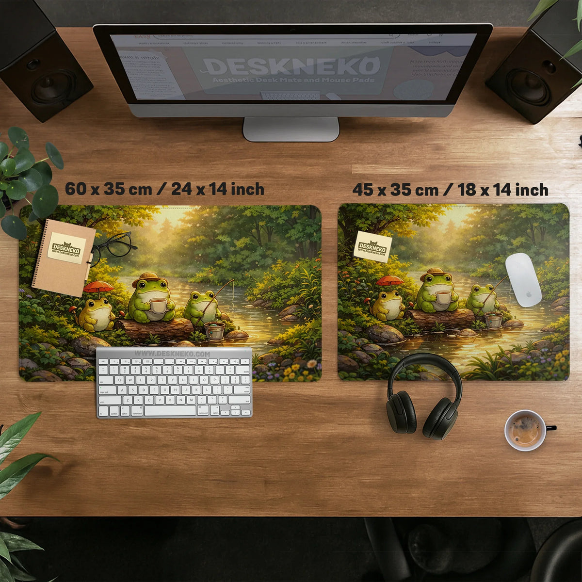 Forest frogs desk mat