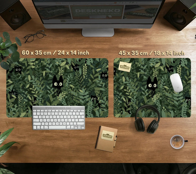 Botanical cat ergonomic mousepad with wrist rest for desk comfort