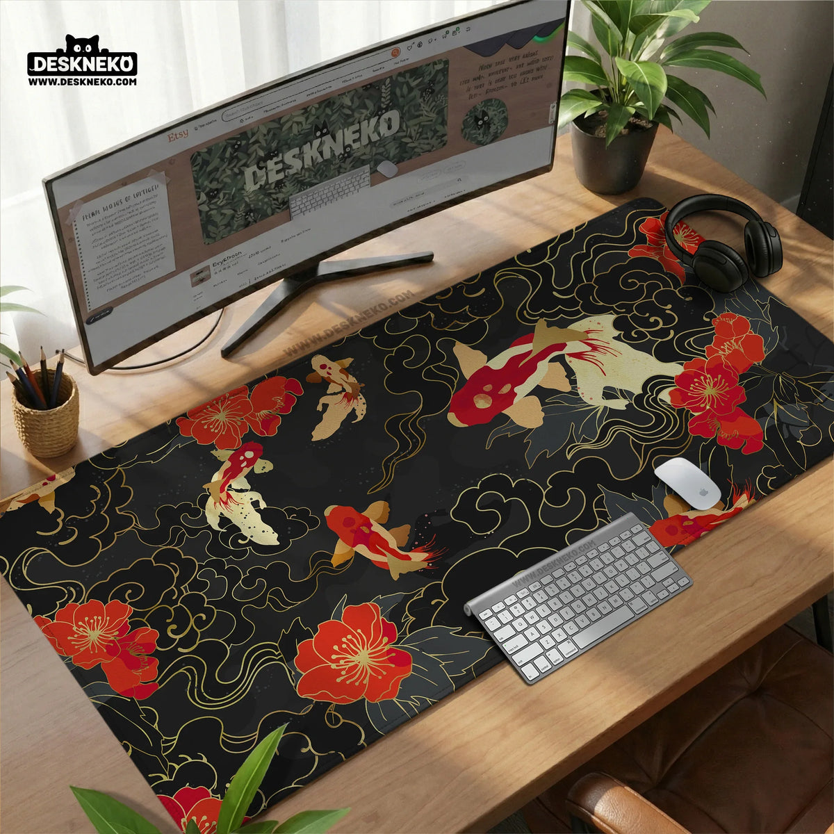 Koi fish desk mat mousepad
