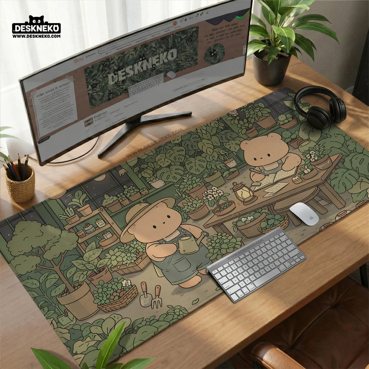 Kawaii bear desk mat XXL extended mousepad for keyboard and desk