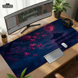 Dark sakura cherry blossom desk mat