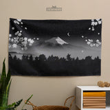 Black mount fuji wall tapestry