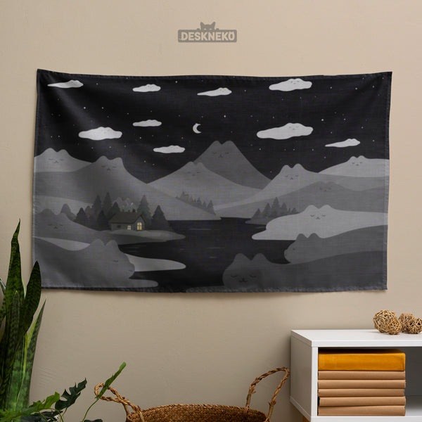 Cute Cat Mountains Wall Tapestry - Wall tapestry - Deskneko - Wall Tapestries