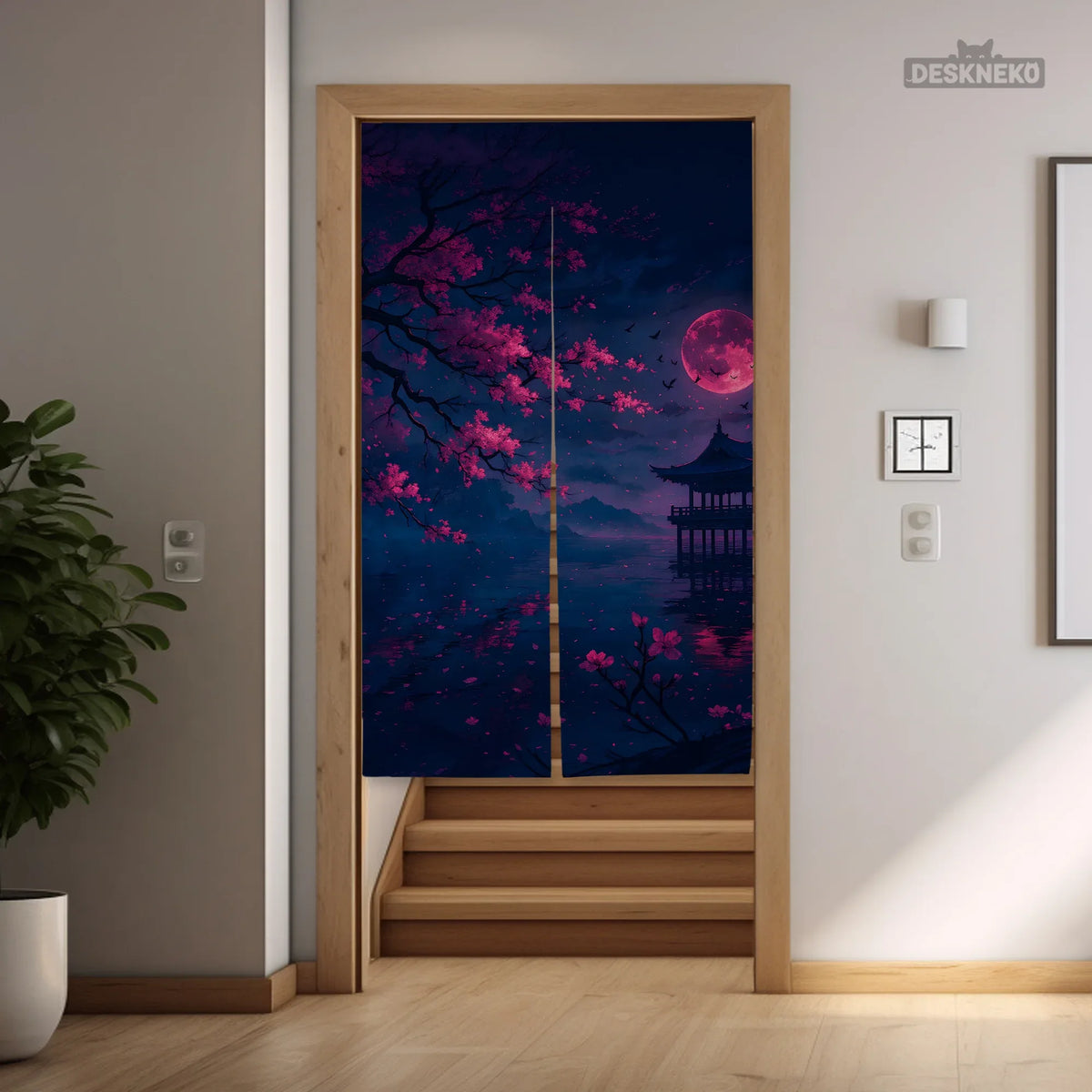 Dark sakura noren door curtain