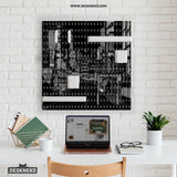 Tokyo night pixel pegboard organizer, cyberpunk wall storage