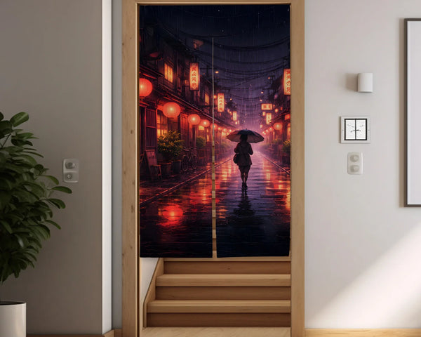 Lofi anime alley noren door curtain