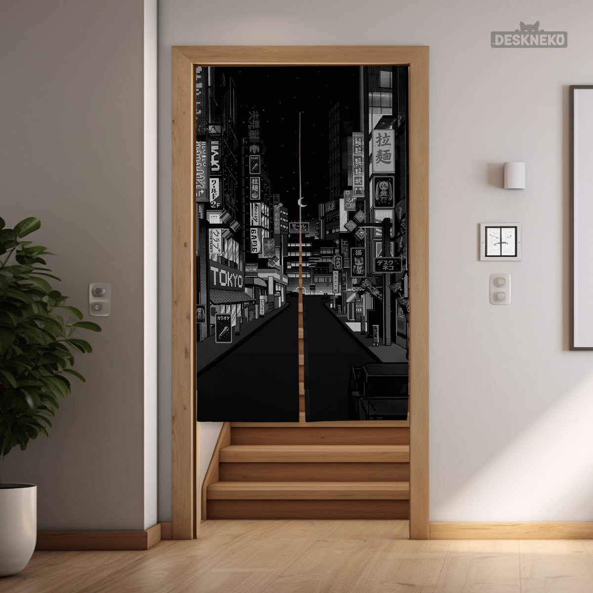Black tokyo street noren curtain