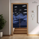 Navy cat hills noren door curtain room divider