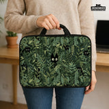 Botanical cat laptop sleeve & bag, forest green aesthetic case