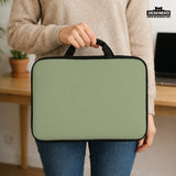Sage green laptop bag with shoulder strap & handle