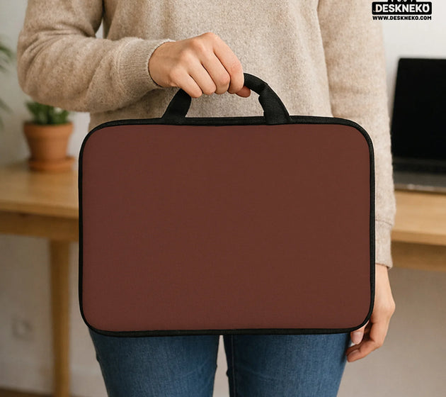 Mahogany laptop sleeve & bag, minimalist brown work case
