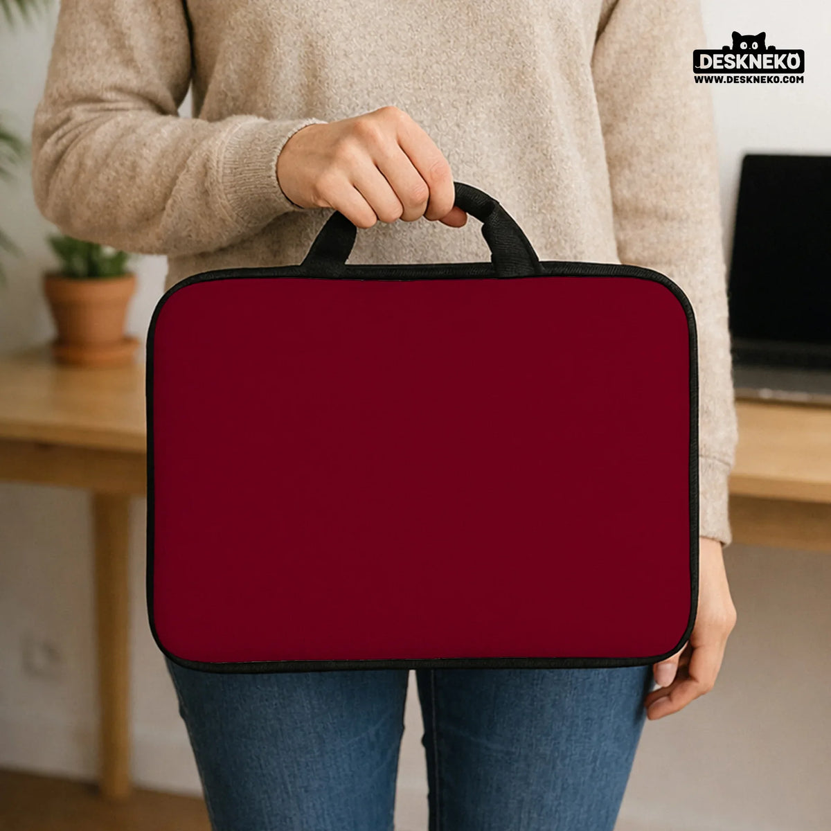 Burgundy laptop sleeve & bag for macbook and notebooks