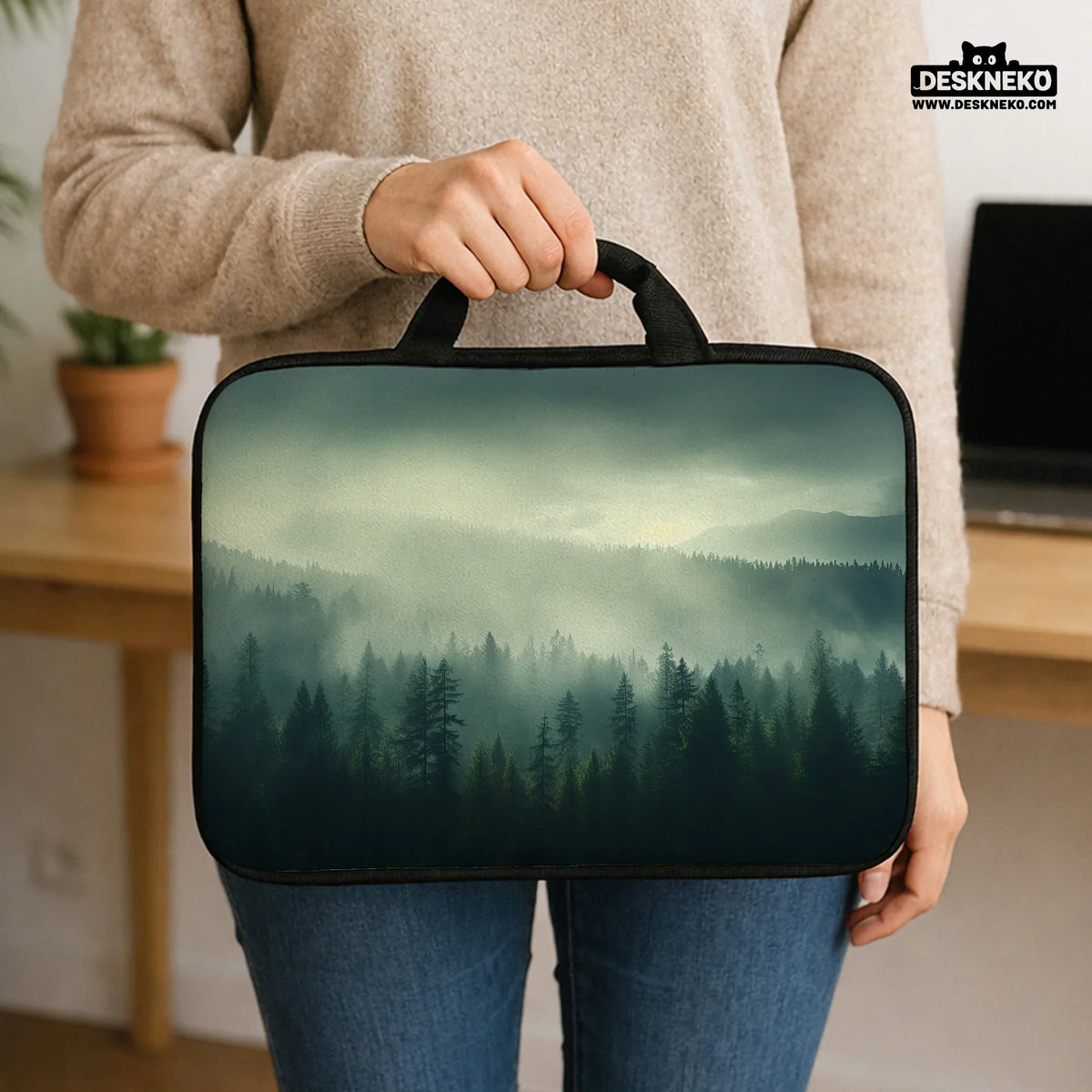 Misty forest nordic laptop sleeve