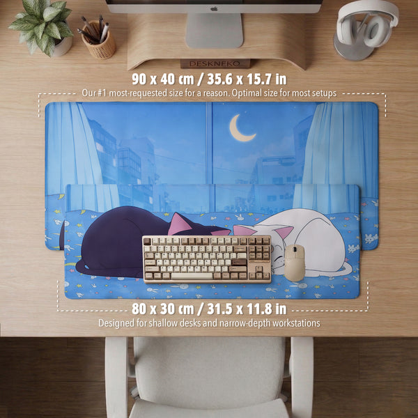 Blue Anime Aesthetic Desk Mat Mousepad - Desk Mat - Deskneko - Desk Mats & Mousepads