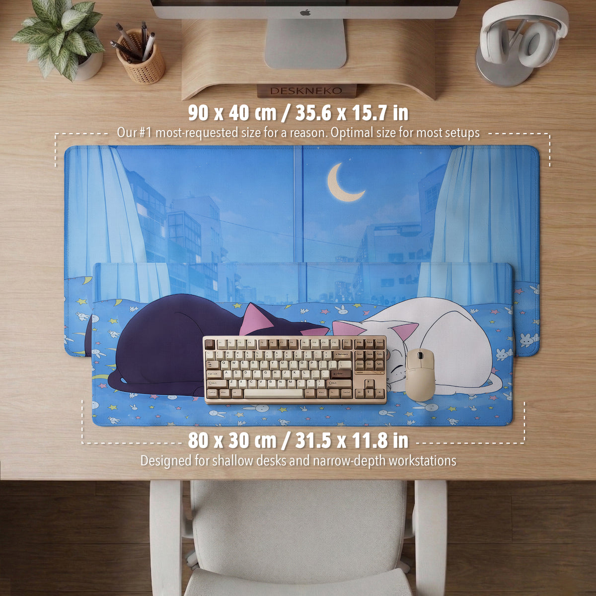 Blue anime aesthetic desk mat mousepad