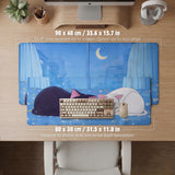 Blue anime aesthetic desk mat mousepad