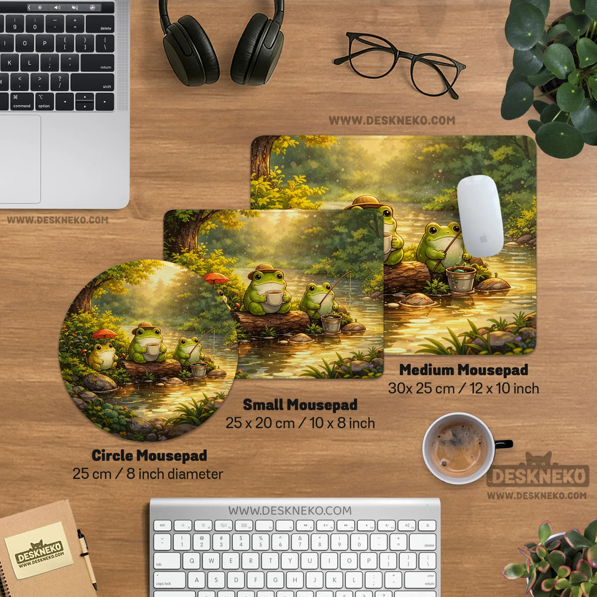 Forest frogs desk mat