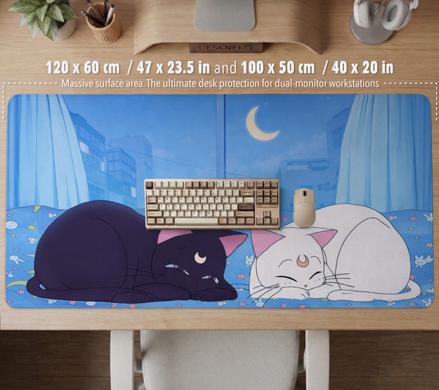Blue anime aesthetic desk mat mousepad