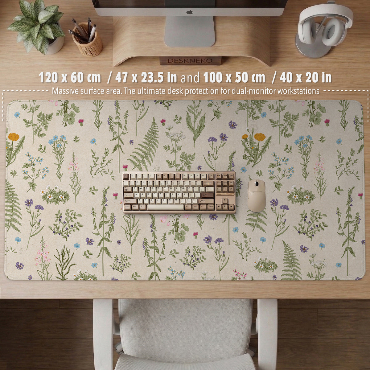 Wildflower pattern desk mat