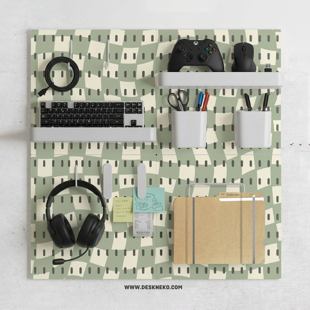 Green checker pegboard