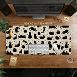 Black cat desk mat, cute XL mousepad for cozy office and gaming setup