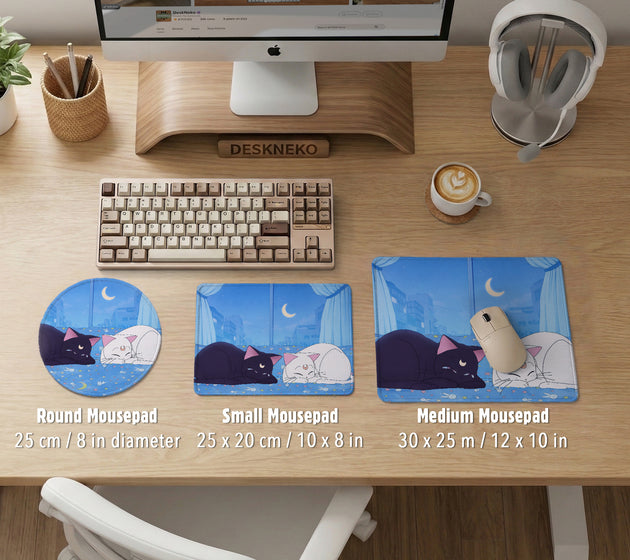 Blue anime aesthetic desk mat mousepad