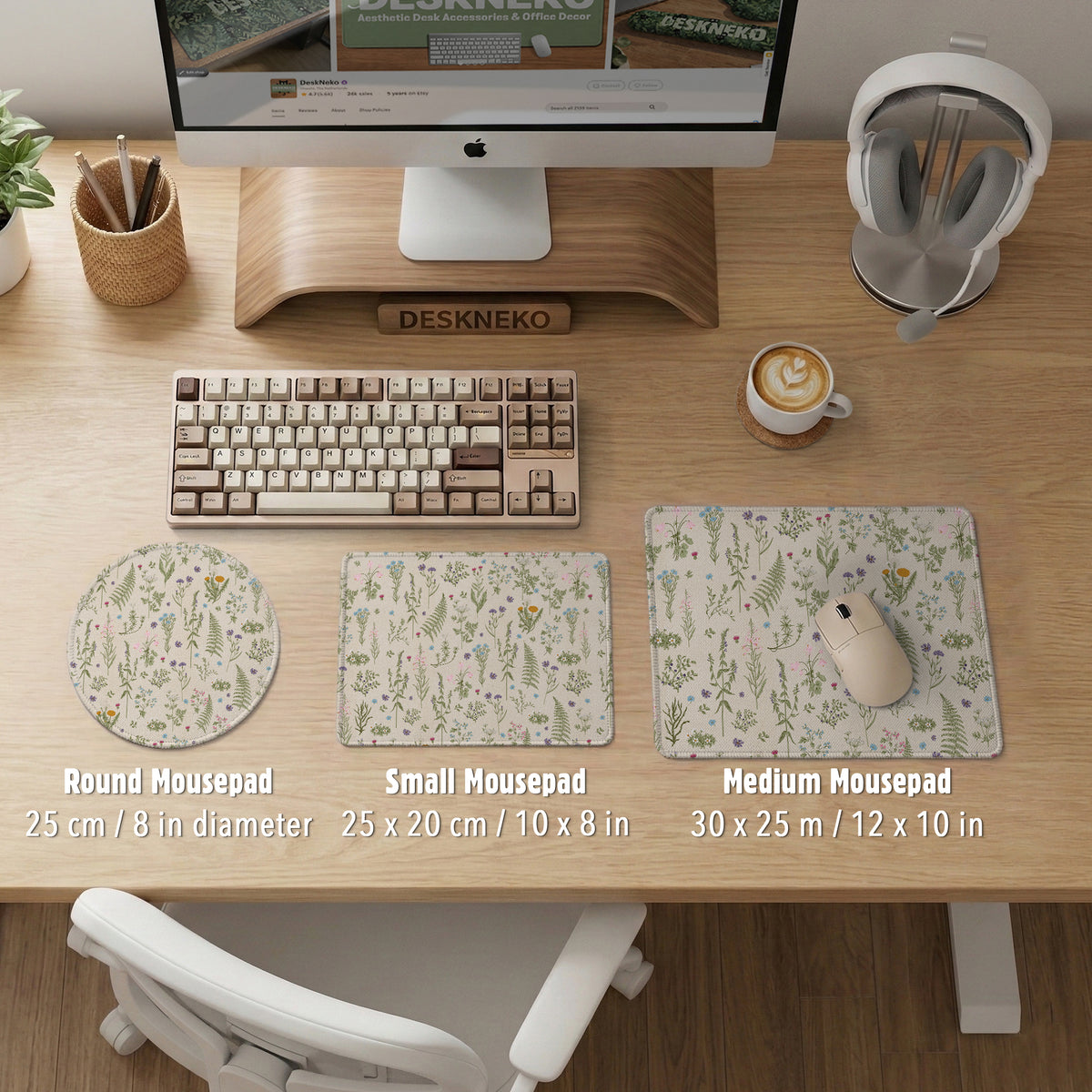 Wildflower pattern desk mat