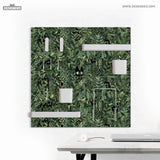 Botanical cat desk pegboard organizer, forest green workspace storage