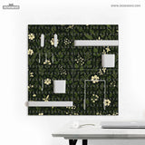 Botanical Pegboard Organizer with Dark Green Floral Pattern - Deskneko