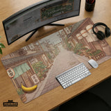Beige japandi desk mat mousepad