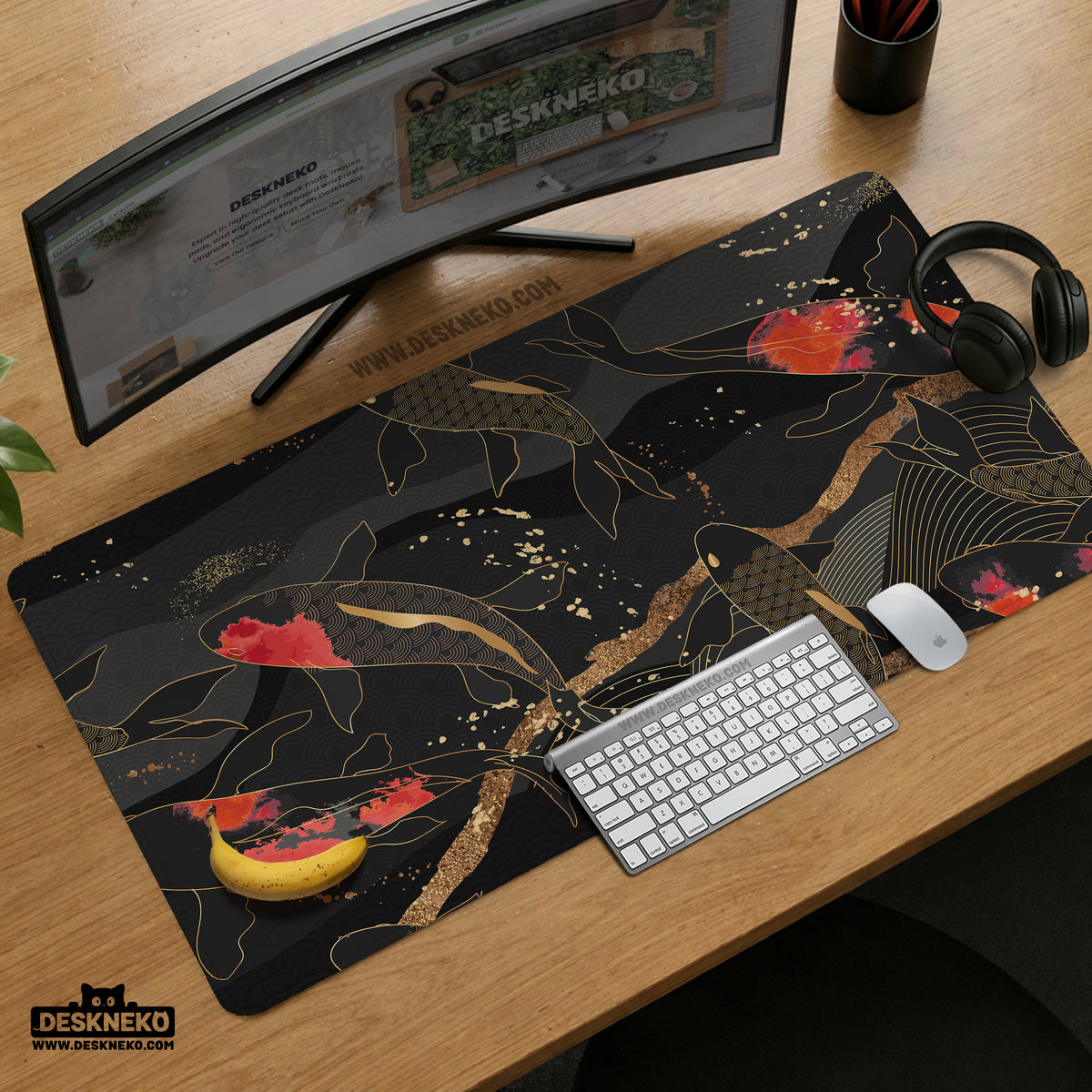 Koi fish art desk mat mousepad
