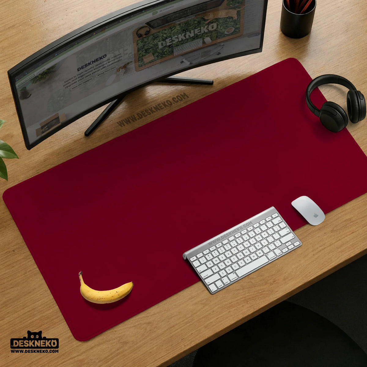 Burgundy desk mat for gaming and office desks | mousepad