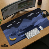 Navy blue cat hills desk mat XXL extended mousepad