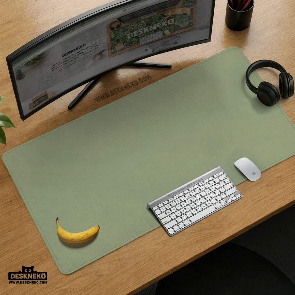 Sage green desk mat XXL extended mousepad for office and gaming